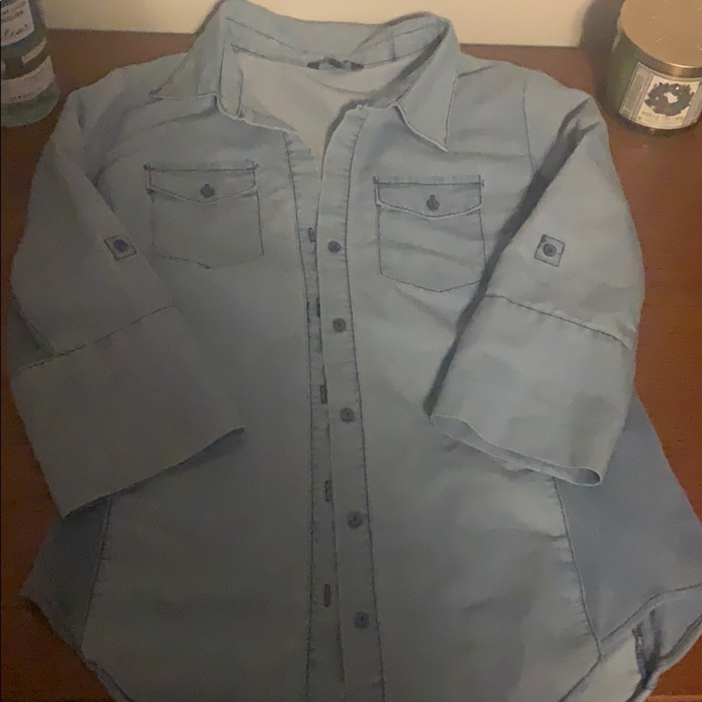 Blue mid sleeve button up